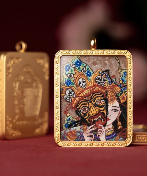 Mysterious gifts Hand-Painted Tibetan Zakiram Thangka Pendant Necklace