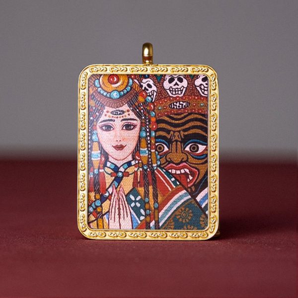 Mysterious gifts Hand-Painted Tibetan Zakiram Thangka Pendant Necklace
