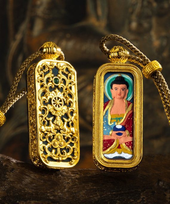 Tibetan Hand-Painted Thangka Buddha Pendant Necklace