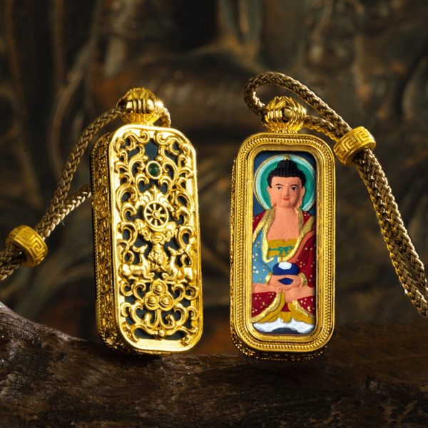 Tibetan Hand-Painted Thangka Buddha Pendant Necklace