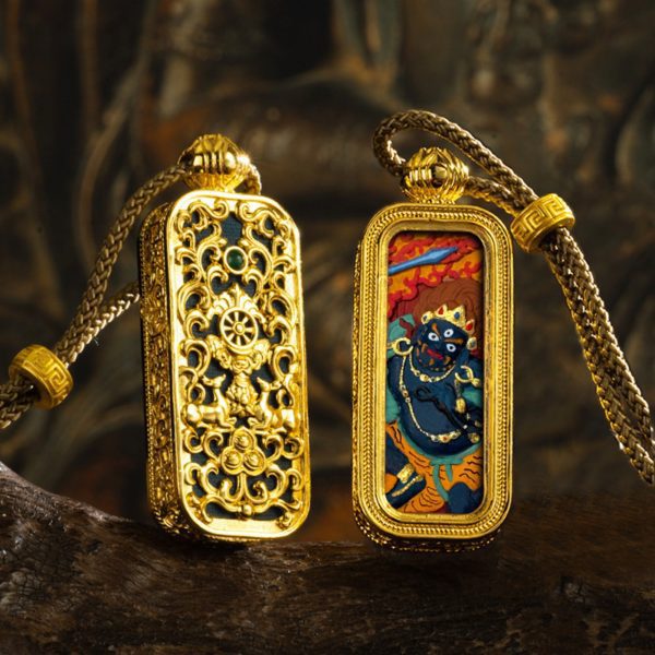 Tibetan Hand-Painted Thangka Buddha Pendant Necklace
