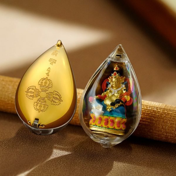 Mysterious gifts Hand-Painted 3D Teardrop Tibetan Buddha Pendant Necklace (Gawu Box)