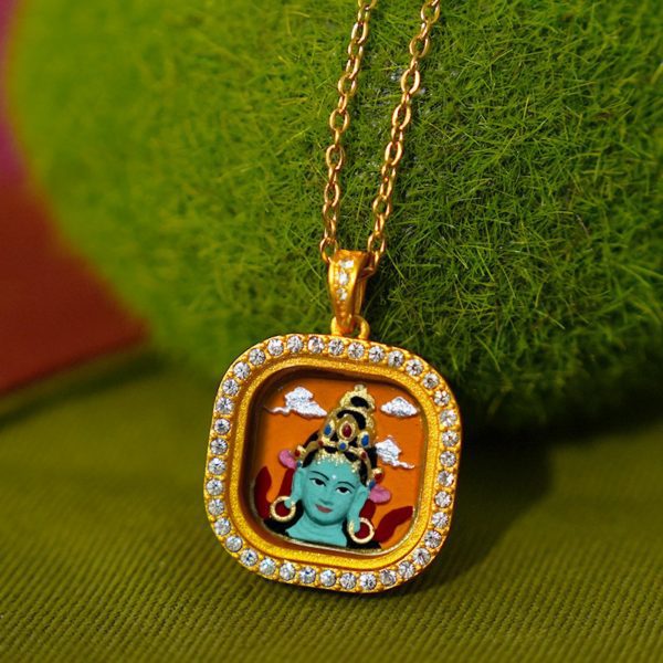 Mysterious gifts Modern Style Hand-Painted Zakiram Thangka Pendant Necklace