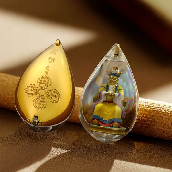 Mysterious gifts Hand-Painted 3D Teardrop Tibetan Buddha Pendant Necklace (Gawu Box)