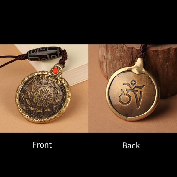 Tibetan Buddhist Dzi Beads Brass Amulet
