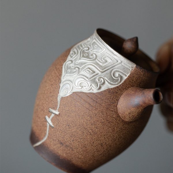 Mysterious gifts Taotie and Auspicious Clouds Handcrafted Ceramic Tea Set