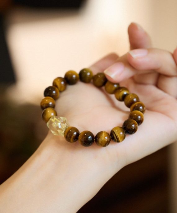 Tiger's Eye and Citrine Bodhi Prayer Beads Bracelet