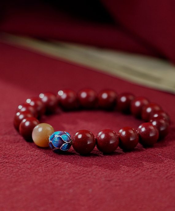 Mysterious giftsAura Handmade Cinnabar Lotus Buddhist Prayer Bead Bracelet