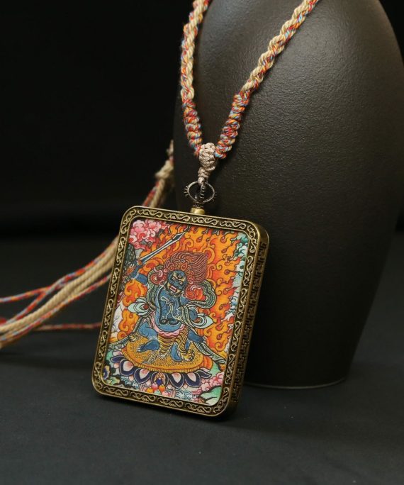 Tibetan Zodiac Protector Buddha Thangka Pendant Necklace