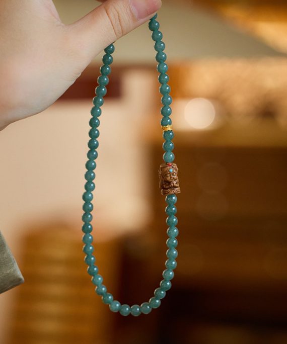 Tibetan Jadeite Zakiram Blessing Prayer Beads Bracelet