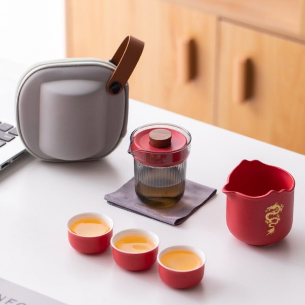Mysterious gifts Chinese Dragon Portable Handmade Ceramic Tea Set