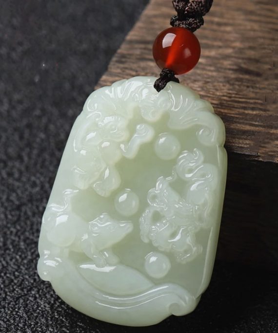 Natural Jade Zodiac Trine Lucky Charm Necklace