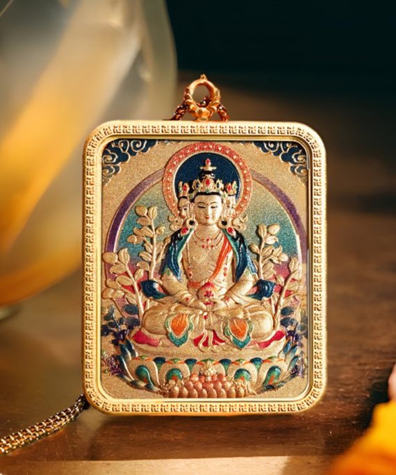 Mysterious gifts Hand-Carved Tibetan Thangka Buddha Pendant Necklace