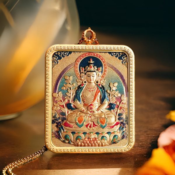 Mysterious gifts Hand-Carved Tibetan Thangka Buddha Pendant Necklace