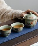 Mysterious gifts Portable Handmade Ru Kiln Ceramic Tea Set