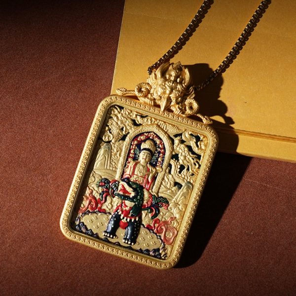 Mysterious gifts Hand-Carved Three-Dimensional Tibetan Thangka Buddha Pendant Necklace