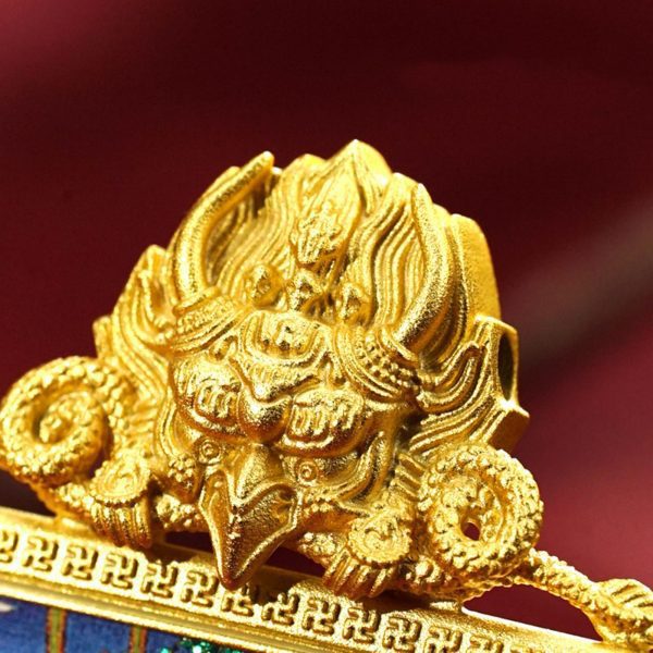 Mysterious gifts Handcrafted Colored Sand Brass Thangka Buddha Pendant Necklace