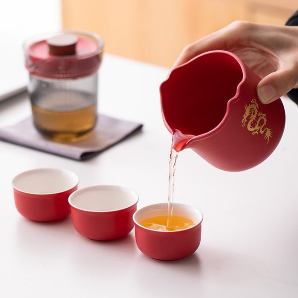 Mysterious gifts Chinese Dragon Portable Handmade Ceramic Tea Set