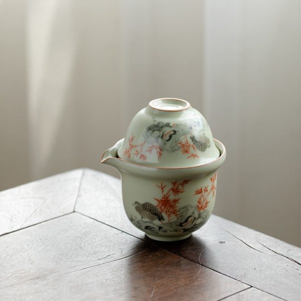 Mysterious gifts Portable Handmade Ru Kiln Ceramic Tea Set