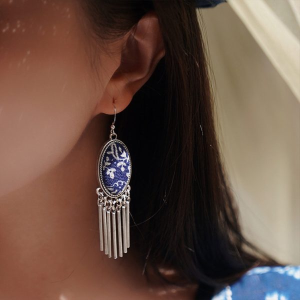 Mysterious gifts Indigo Dyed Handmade Miao Earrings