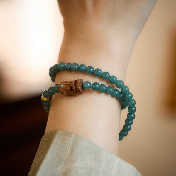 Tibetan Jadeite Zakiram Blessing Prayer Beads Bracelet