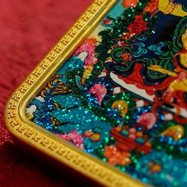 Mysterious gifts Handcrafted Colored Sand Brass Thangka Buddha Pendant Necklace