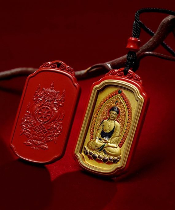 Mysterious gifts Cinnabar Hand-Painted Thangka Necklace