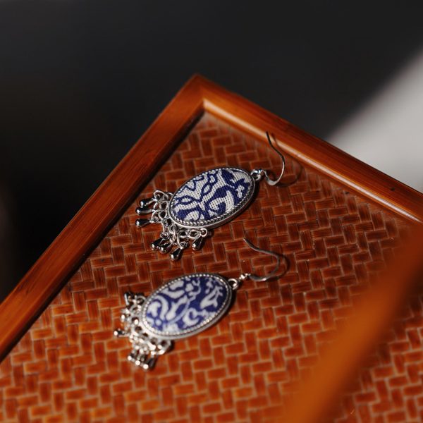 Mysterious gifts Indigo Dyed Handmade Miao Earrings