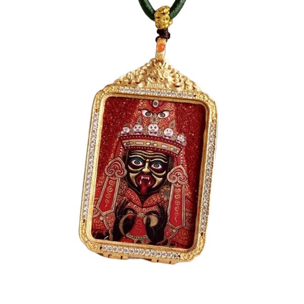 Tibetan Double-Sided Zakiram & Green Tara Thangka Pendant Necklace