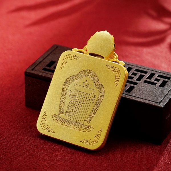 Mysterious gifts Handcrafted Colored Sand Brass Thangka Buddha Pendant Necklace