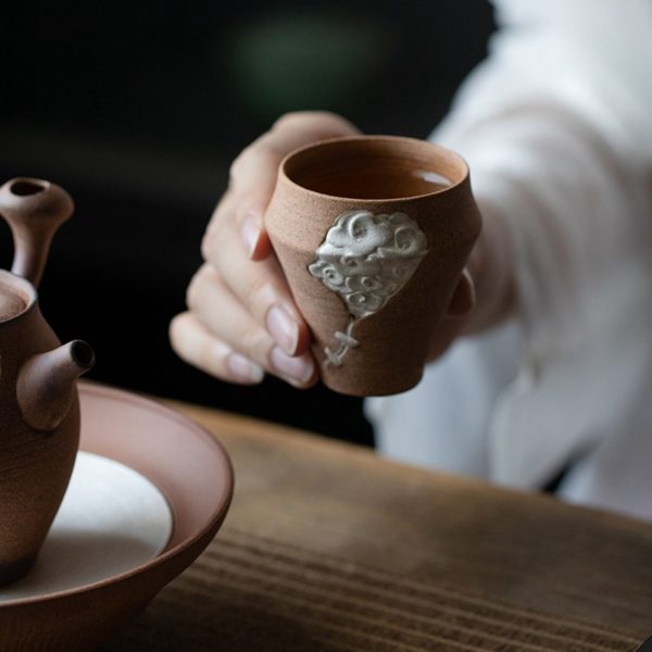 Mysterious gifts Taotie and Auspicious Clouds Handcrafted Ceramic Tea Set