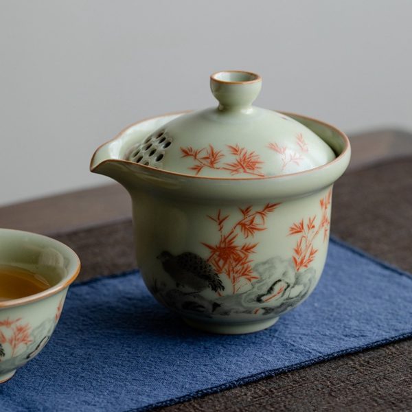 Mysterious gifts Portable Handmade Ru Kiln Ceramic Tea Set
