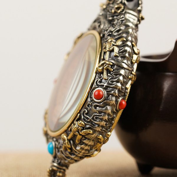 Mysterious gifts Hand-Carved White Brass and Tibetan Silver Buddha Pendant Necklace with Sandalwood