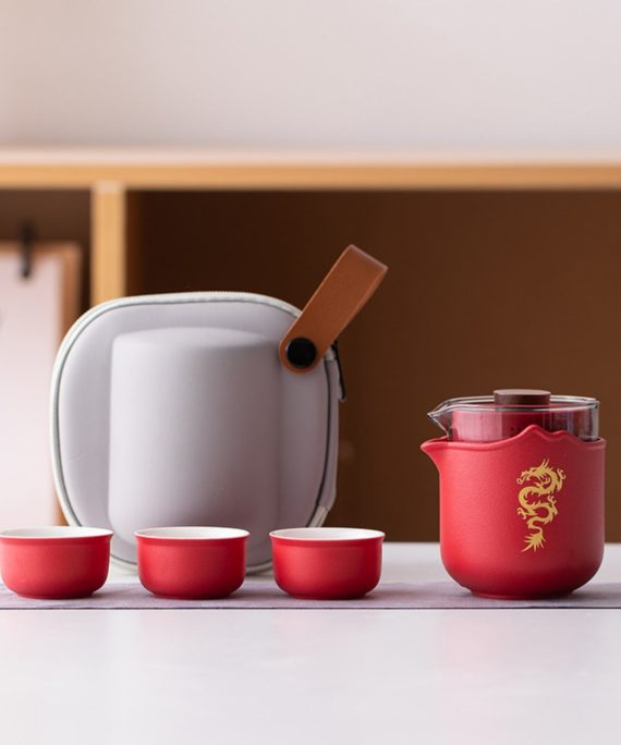 Mysterious gifts Chinese Dragon Portable Handmade Ceramic Tea Set