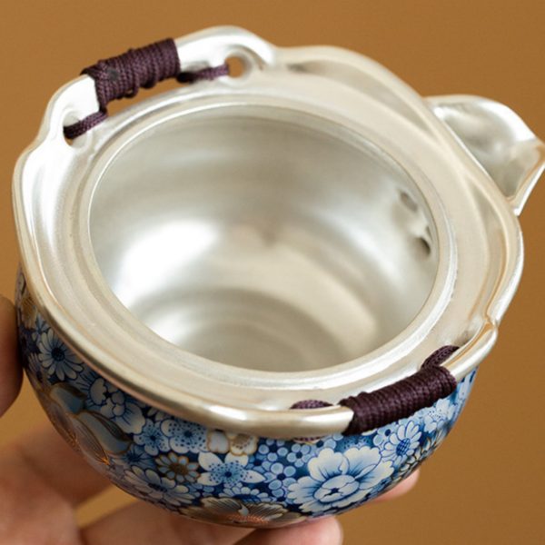 Mysterious gifts Handmade Floral Silver-Plated Ceramic Tea Set