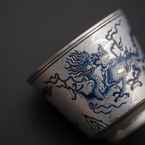 Mysterious gifts Handcrafted Silver-Plated Chinese Dragon Ceramic Cup