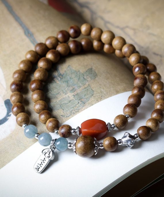 Agarwood & Red Agate Mala Wrap Bracelet