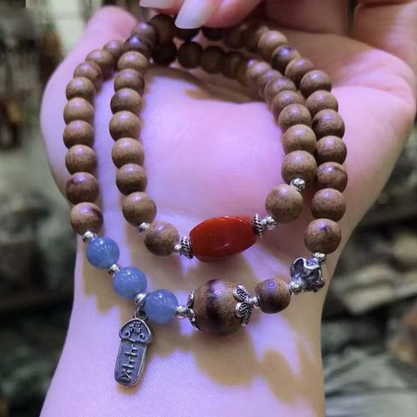 Agarwood & Red Agate Mala Wrap Bracelet