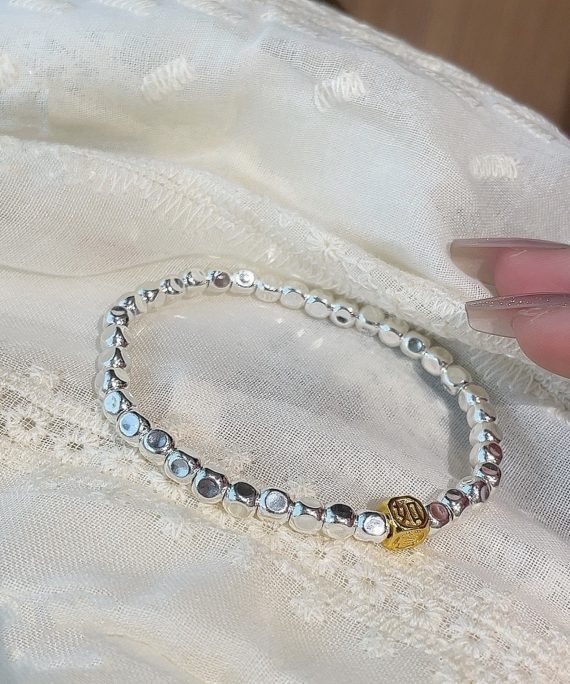 Auspicious Blessings Pure Silver Mala Bracelet