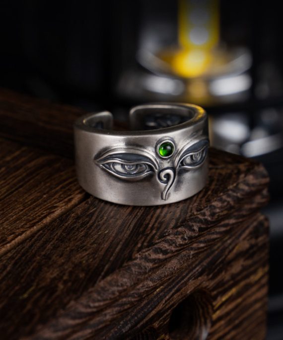 Green Tara Sterling Silver Tibetan Buddhist Ring