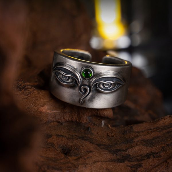 Green Tara Sterling Silver Tibetan Buddhist Ring