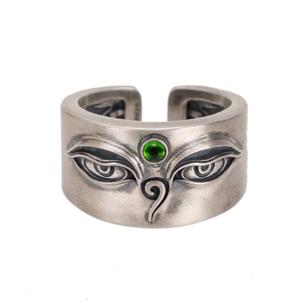 Green Tara Sterling Silver Tibetan Buddhist Ring