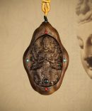 Hand-Carved JinSi Nanmu Thousand-Armed Guanyin Pendant Necklace