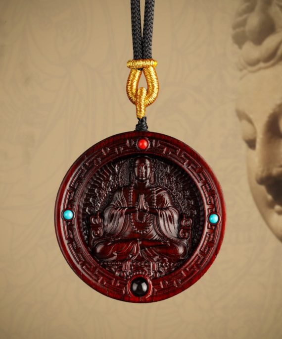 Hand-Carved Sandalwood Buddha Pendant Necklace