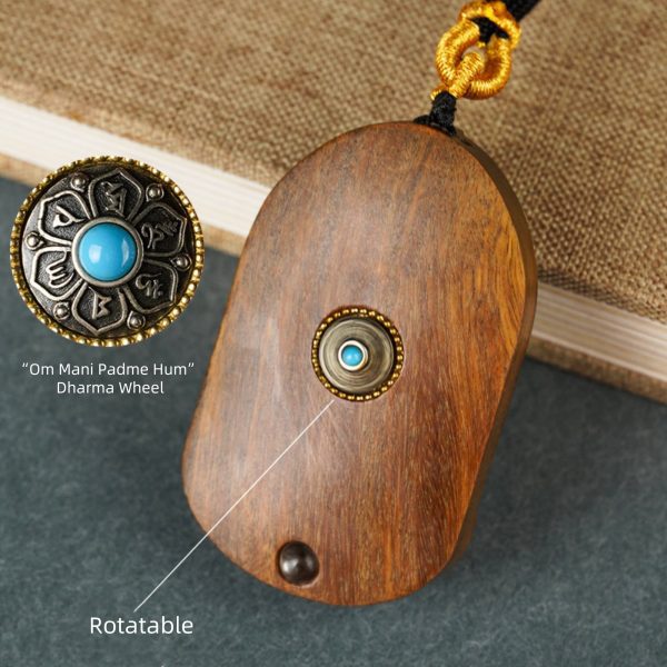Hand-Carved Sandalwood Green Tara Pendant Amulet Necklace