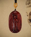 Hand-Carved Sandalwood Ksitigarbha Bodhisattva Amulet Necklace