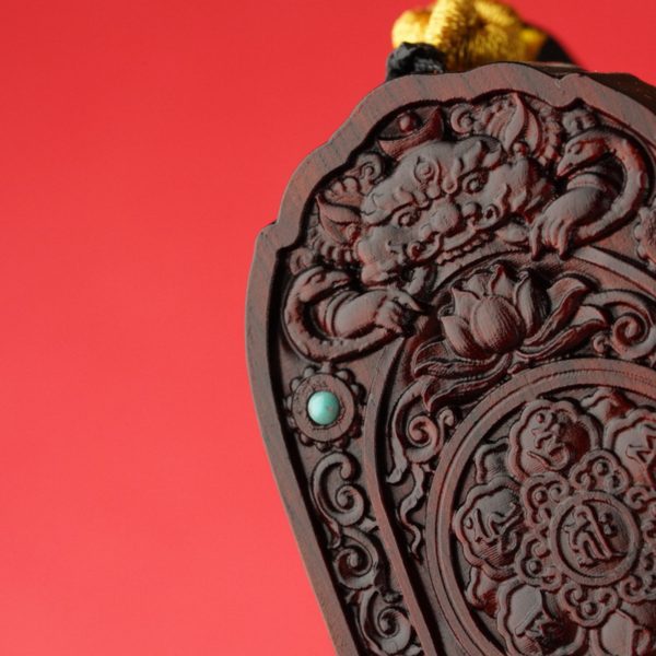 Hand-Carved Sandalwood Maitreya Buddha Amulet Necklace