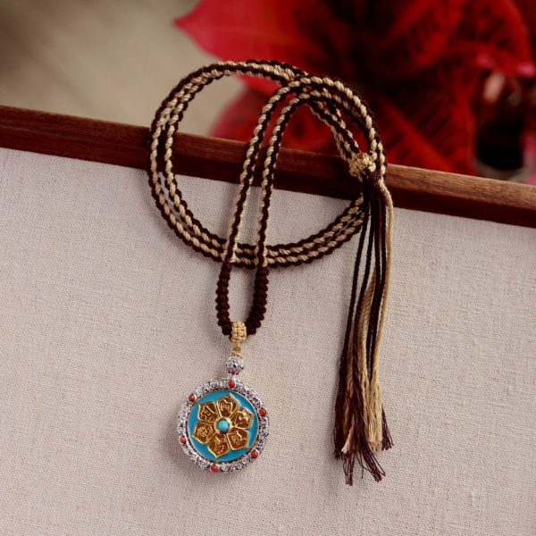 Hand-Painted Green Tara Thangka Amulet Necklace