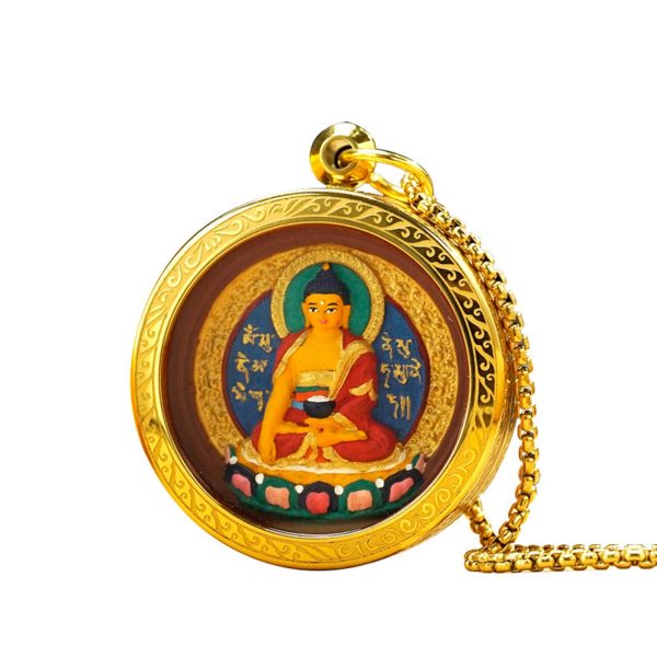 Hand-Painted Thangka Buddha Pendant Necklace