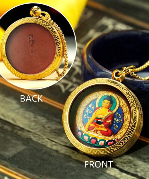 Hand-Painted Thangka Buddha Pendant Necklace
